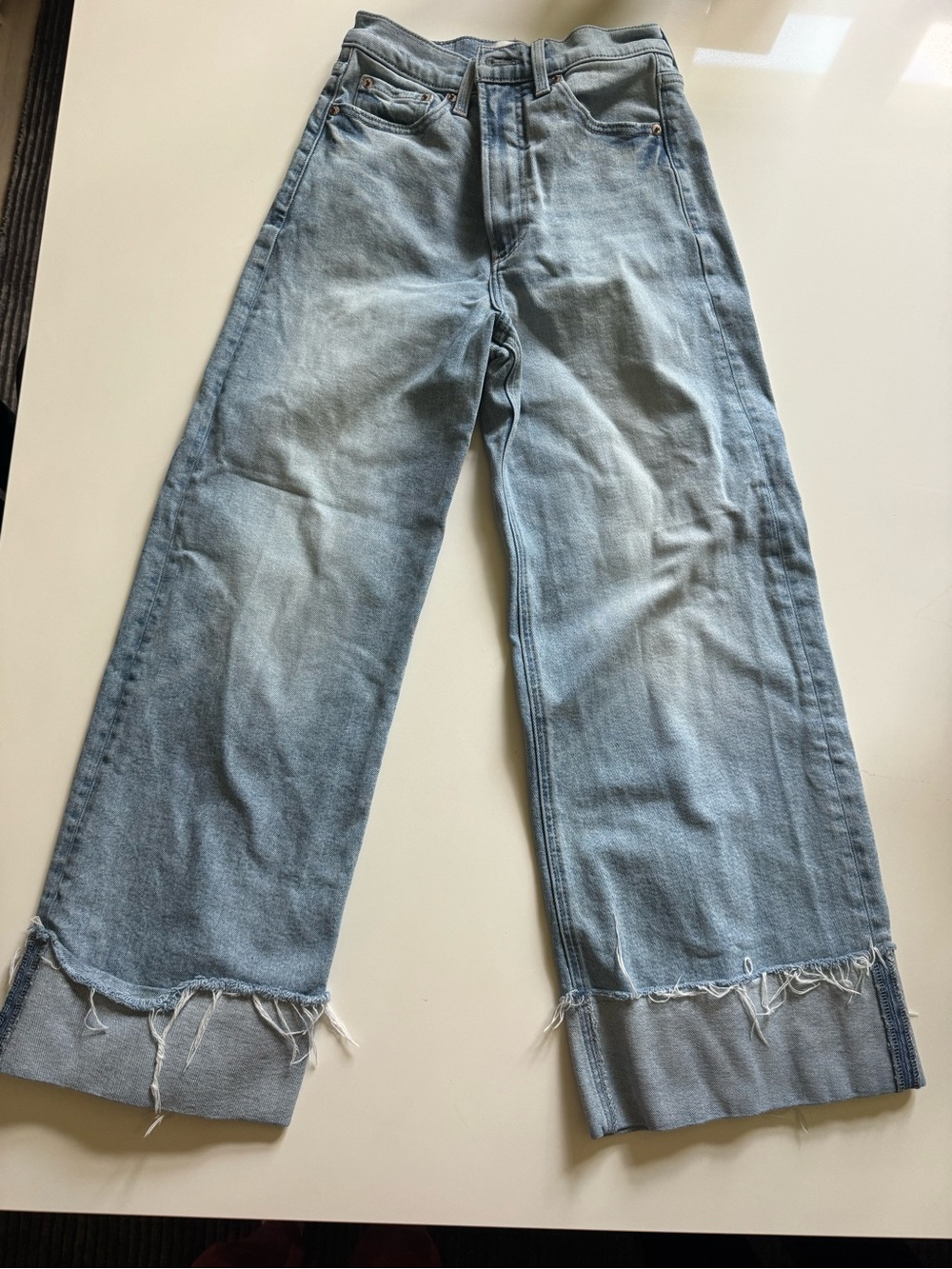 pistola Light Wash Wide-Leg Jeans with Raw Cuff
